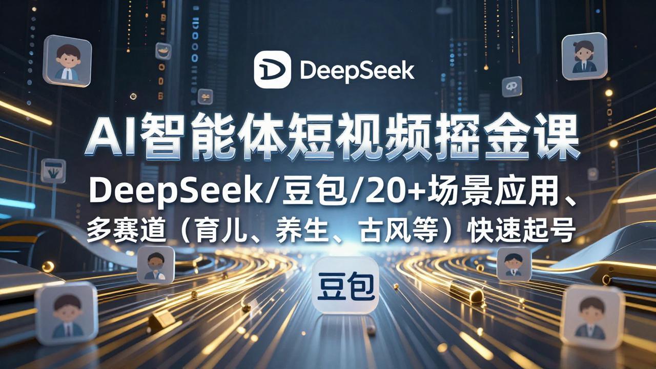 AI智能体短视频掘金课，DeepSeek/豆包/20+场景应用、多赛道(育儿、养生、古风等-吾爱自习网