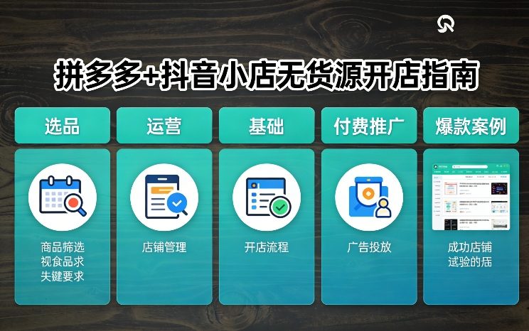 拼多多+抖音小店无货源开店，包括：选品、运营、基础、付费推广、爆款案例等(更新26年2月)-吾爱自习网