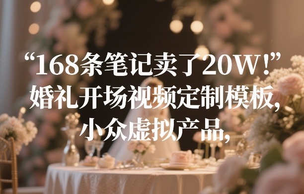 168条笔记卖了20W！婚礼开场视频定制模板，小众虚拟产品-吾爱自习网