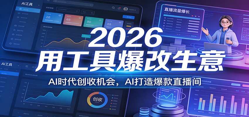 2026用工具爆改生意，AI时代创收机会，AI打造爆款直播间-吾爱自习网