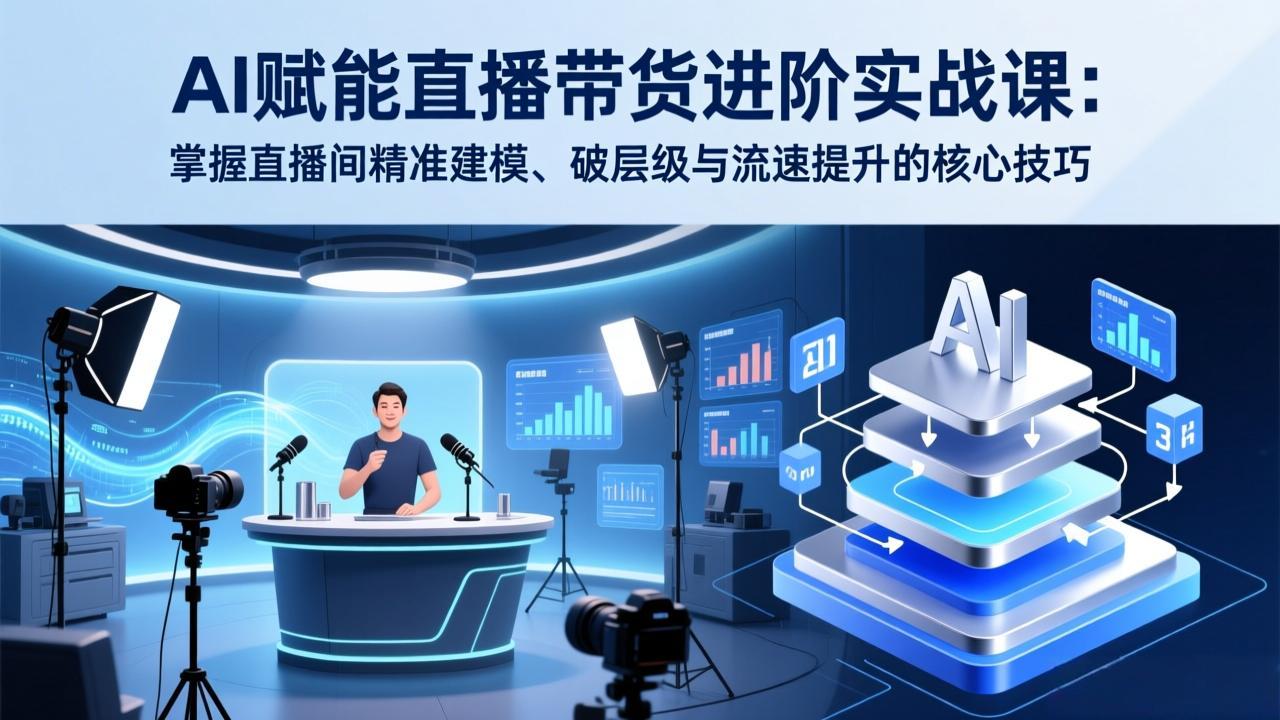 AI赋能直播带货进阶实战课：掌握直播间精准建模、破层级与流速提升的核心技巧-吾爱自习网