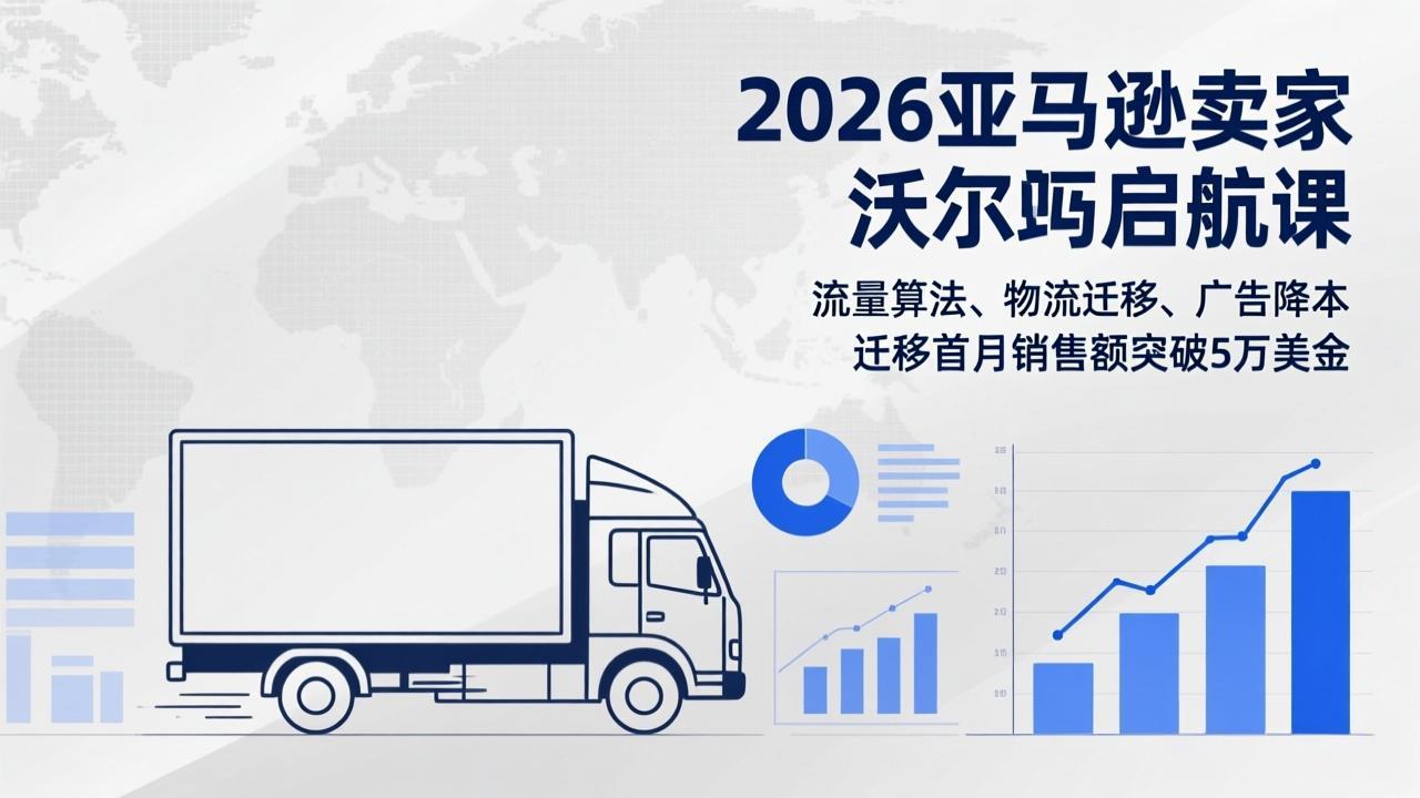 2026亚马逊卖家沃尔玛启航课,流量算法、物流迁移、广告降本,迁移首月销售额突破5万美金-旺仔资源库