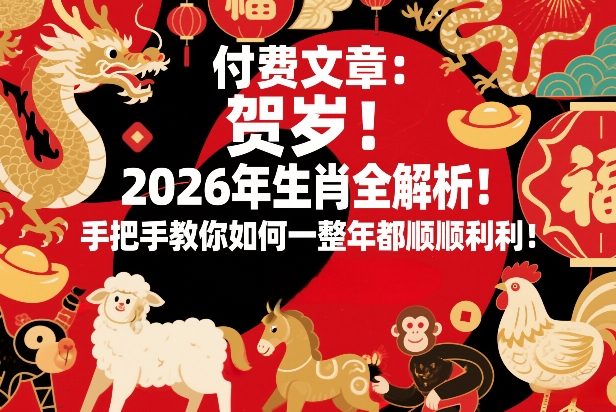 付费文章：贺岁！2026年生肖全解析！手把手教你如何一整年都顺顺利利！-皮皮网创