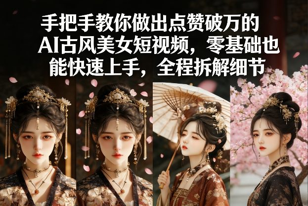 手把手教你做出点赞破万的AI古风美女短视频,零基础也能快速上手,全程拆解细节-吾爱自习网