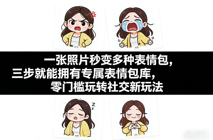 一张照片秒变多种表情包，三步就能拥有专属表情包库，零门槛玩转社交新玩法【文档】-吾爱自习网
