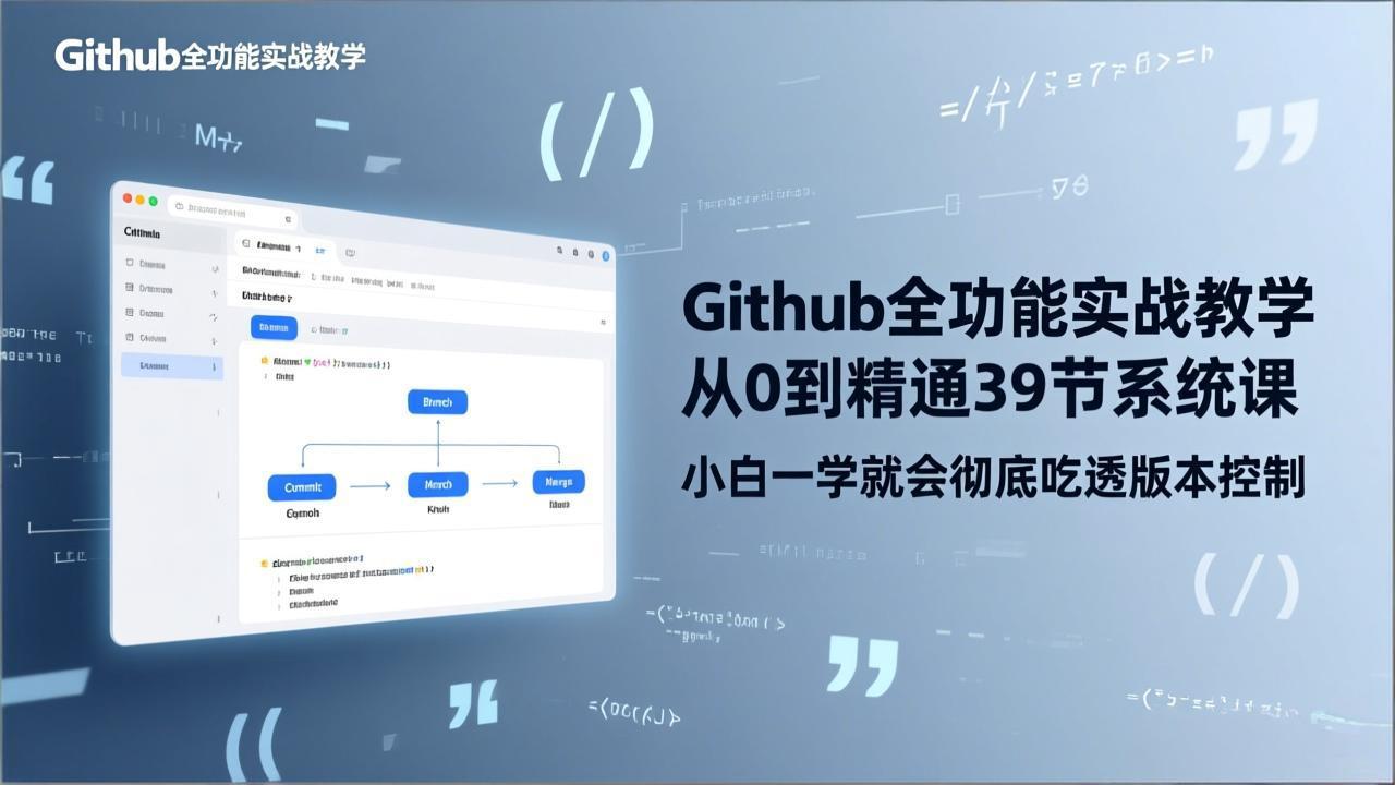 GitHub-全功能实战教学,从0到精通39节系统课,小白一学就会彻底吃透版本控制-吾爱自习网