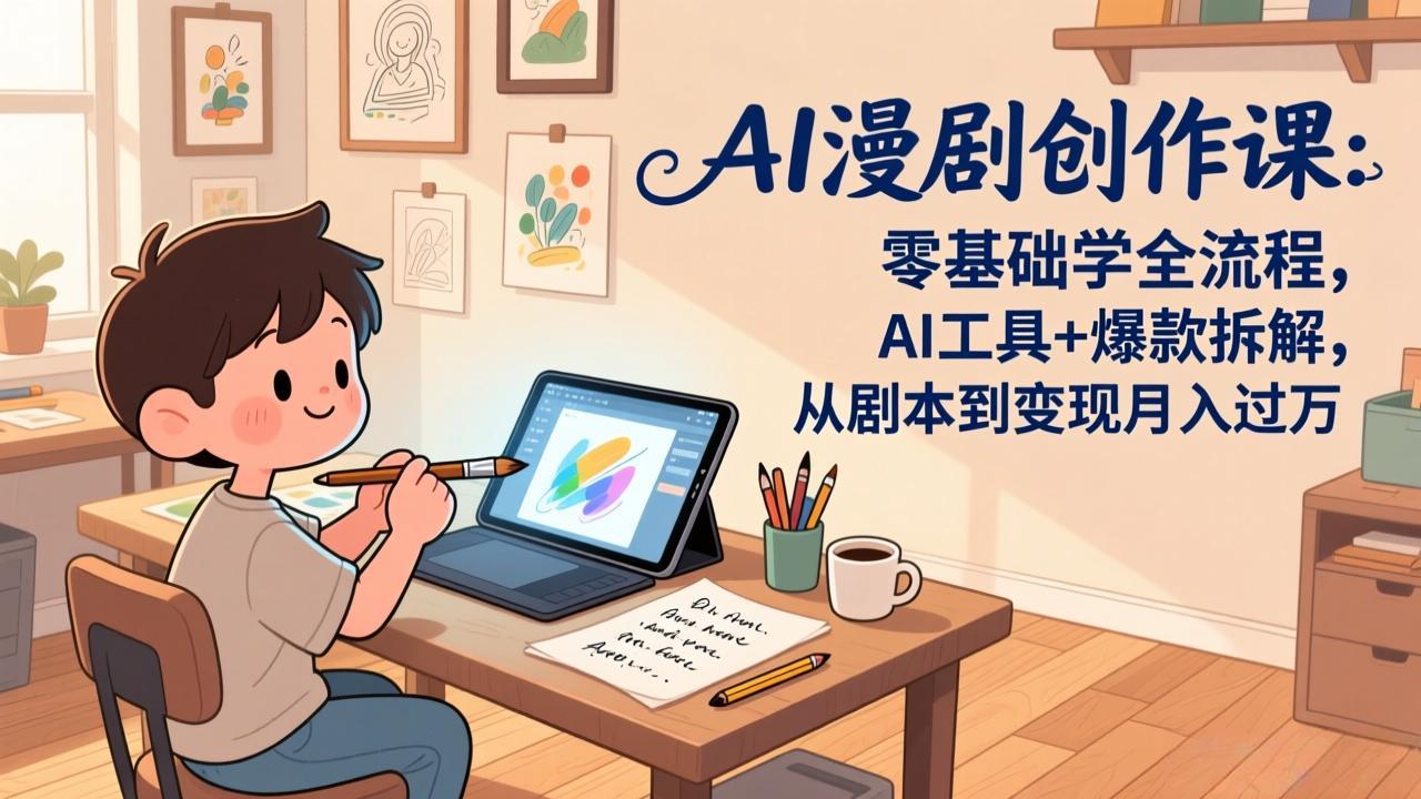 AI漫剧创作课：零基础学全流程，AI工具+爆款拆解，从剧本到变现月入过万-寒山客