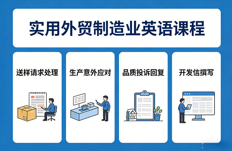 实用外贸制造业英语课程,教你专业处理送样请求、应对生产意外、回复品质投诉、撰写开发信等采购|汽车产业|汽车配件|机加工蚂蚁智酷企业交流社群中心