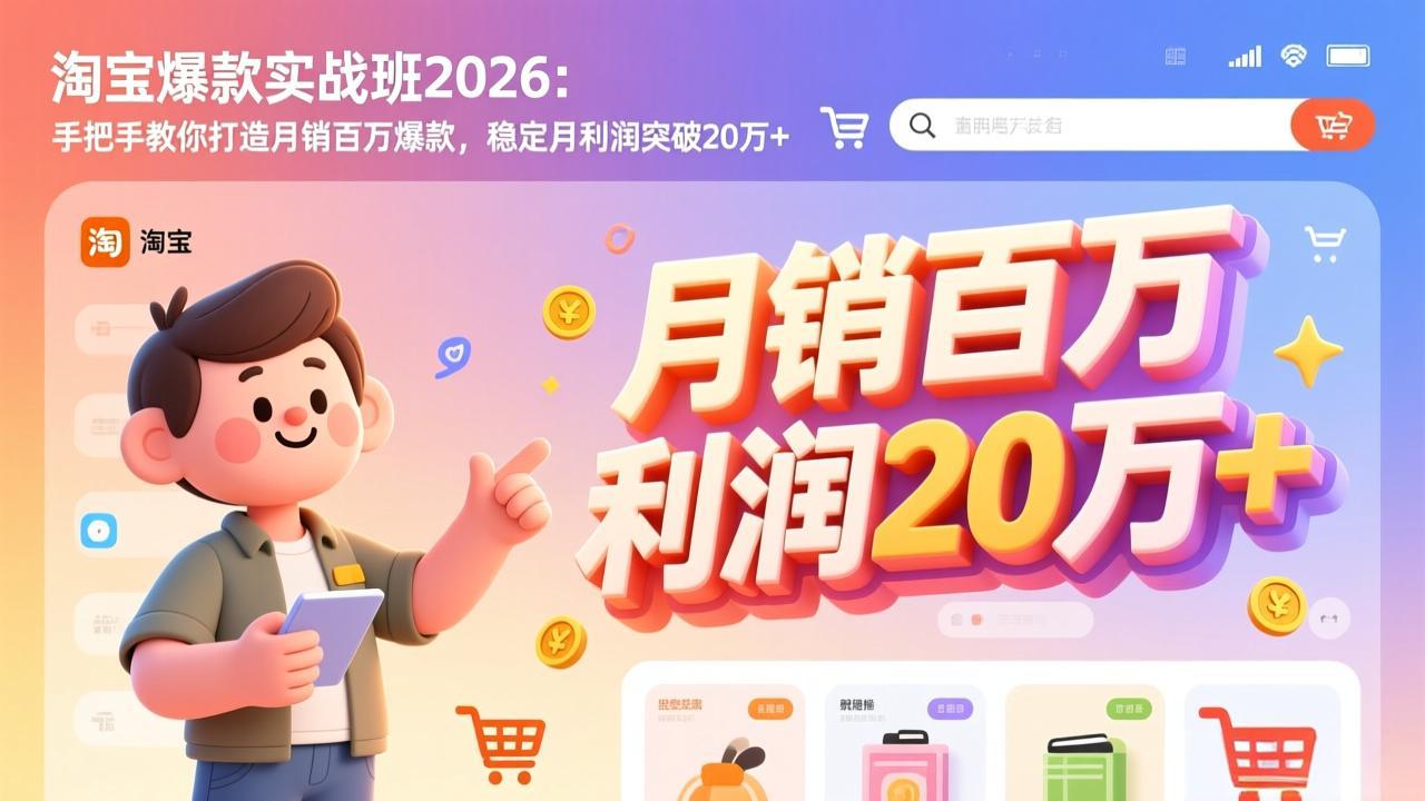 淘宝爆款实战班-2026年3月更新：手把手教你打造月销百万爆款，稳定月利润突破20万+-寒山客
