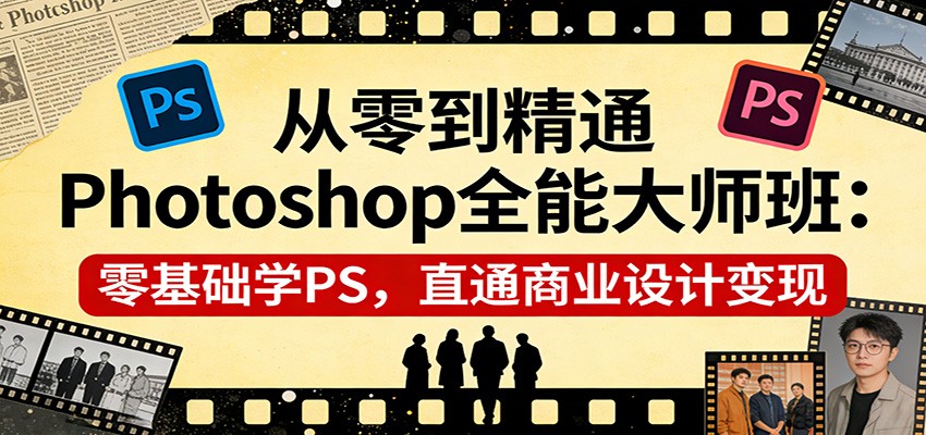 从零到精通Photoshop全能大师班：零基础学PS，直通商业设计变现-吾爱自习网