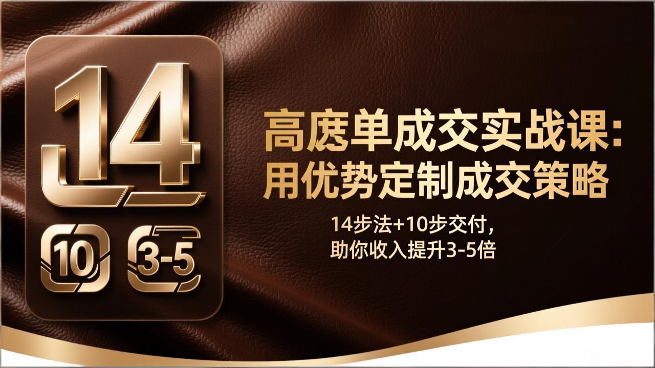 高客单成交实战课：用优势定制成交策略，14步法+10步交付，助你收入提升3-5倍-寒山客