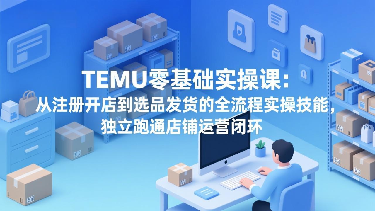 TEMU零基础实操课：从注册开店到选品发货的全流程实操技能，独立跑通店铺运营闭环-吾爱自习网