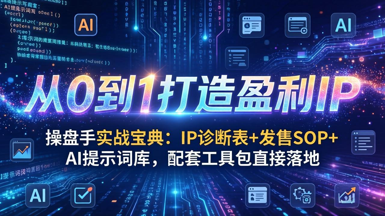 操盘手实战宝典：IP诊断表+发售SOP+AI提示词库，配套工具包直接落地，从0到1打造盈利IP-吾爱自习网