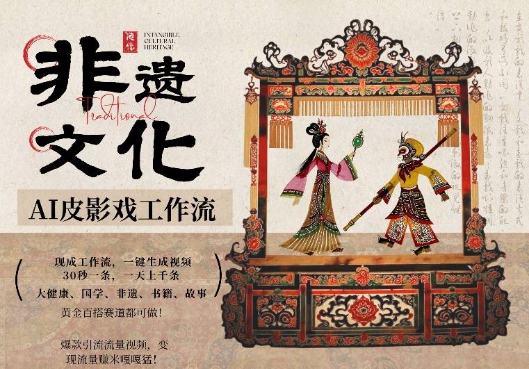AI一键生成民俗文化非遗皮影戏视频，一刀不剪无需剪辑，30S一条，一天上百条，流量财富嘎嘎猛-小艾网创