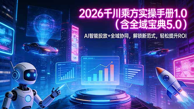 2026 千川乘方实操手册 1.0(含全域宝典 5.0汇通分享-分享轻创项目-网络创业-项目实操-兼职-网赚-副业-抖音-快手-小红书-闲鱼-视频号-直播-短视频-中视频-带货-短剧-游戏搬砖-引流等教程课程分享汇通分享