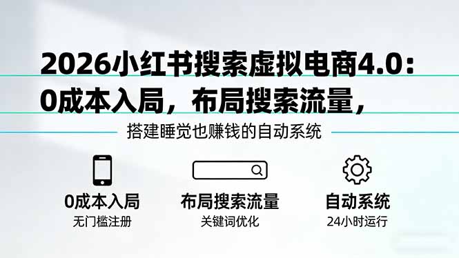2026小红书搜索虚拟电商4.0：0成本入局，布局搜索流量，搭建睡觉也赚钱的自动系统-吾爱自习网