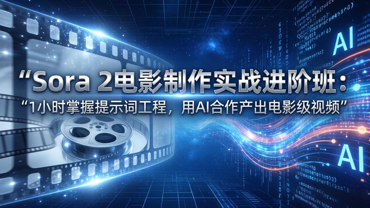 Sora 2电影制作实战进阶班：1小时掌握提示词工程，用AI合作产出电影级视频-我爱发帖