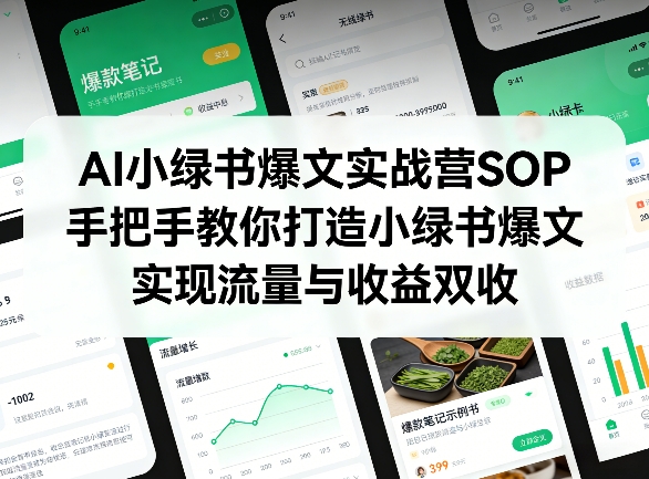 AI小绿书爆文实战营SOP,手把手教你打造小绿书爆文,实现流量与收益双收-吾爱自习网