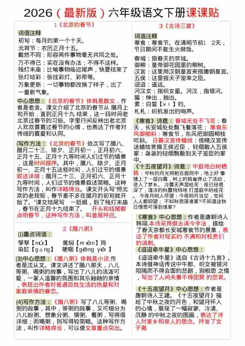 六年级下语文全册课课贴-搞薯条网