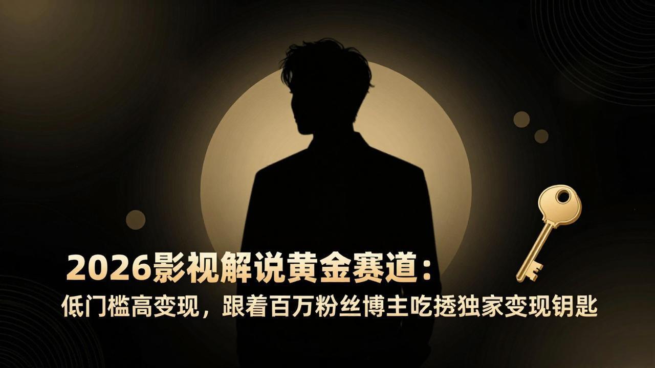 2026影视解说黄金赛道：低门槛高变现，跟着百万粉丝博主吃透独家变现钥匙-朽念云创
