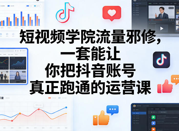 短视频学院流量邪修，一套能让你把抖音账号真正跑通的运营课汇通分享-分享轻创项目-网络创业-项目实操-兼职-网赚-副业-抖音-快手-小红书-闲鱼-视频号-直播-短视频-中视频-带货-短剧-游戏搬砖-引流等教程课程分享汇通分享