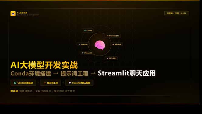 AI大模型开发实战：Conda环境搭建→提示词工程→Streamlit聊天应用，零基础到项目落地-我爱发帖