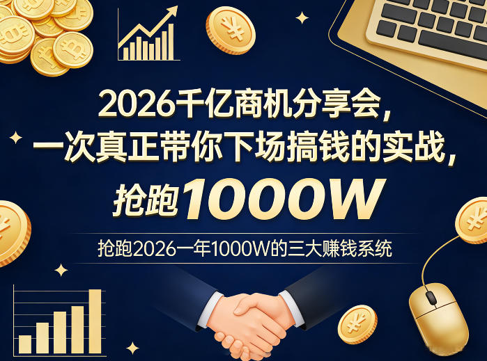 2026千亿商机分享会，一次真正带你下场搞钱的实战，抢跑2026一年1000W的三大賺钱系统-我爱发帖