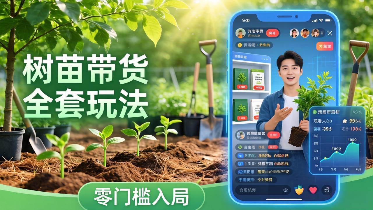 视频号AI树苗带货全套玩法：零门槛入局，掌握豆包、千问等AI工具制作树苗视频的全套流程-吾爱自习网