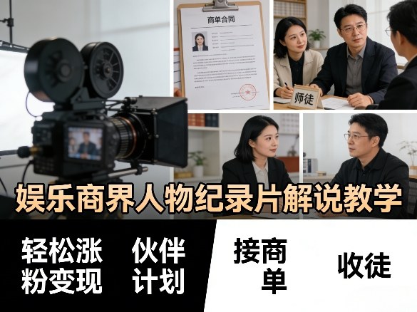 娱乐商界人物纪录片解说教学，轻松涨粉变现，伙伴计划，接商单，收徒等-我爱发帖