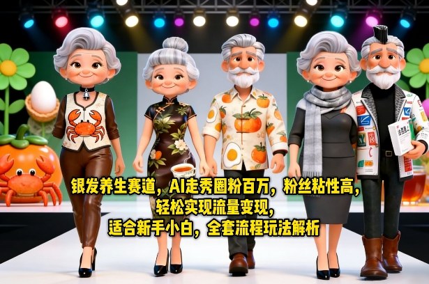 银发养生赛道，AI走秀圈粉百万，粉丝粘性高，轻松实现流量变现，适合新手小白，全套流程玩法解析-我爱发帖