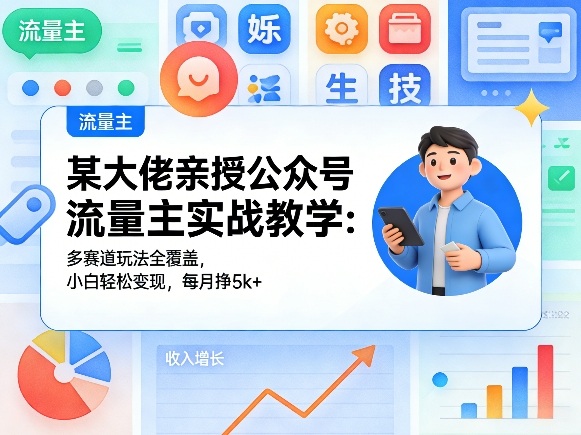 某大佬亲授公众号流量主实战教学：多赛道玩法全覆盖，小白轻松变现，每月多挣5k+-我爱发帖