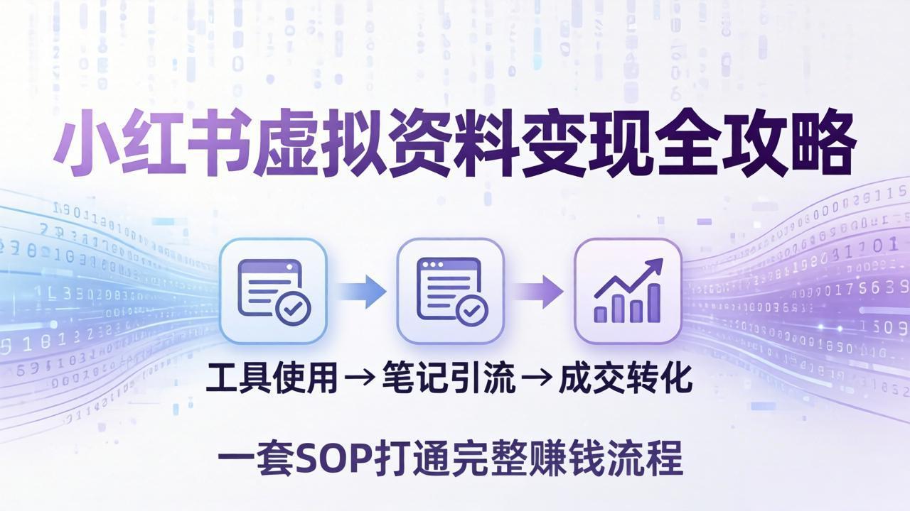 小红书虚拟资料变现全攻略:从工具使用到笔记引流成交,一套 SOP 打通完整赚钱流程-我爱发帖