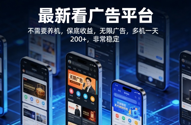 最新看广告平台,不需要养机,保底收益,无限广告,多机一天200+,非常稳定【揭秘】-吾爱自习网