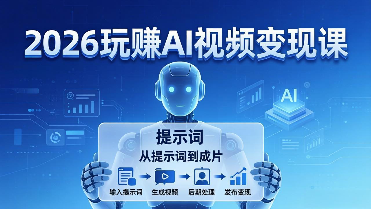 2026玩赚AI视频变现课:掌握 AI 视频全流程技能,从提示词到成片高效产出-吾爱自习网