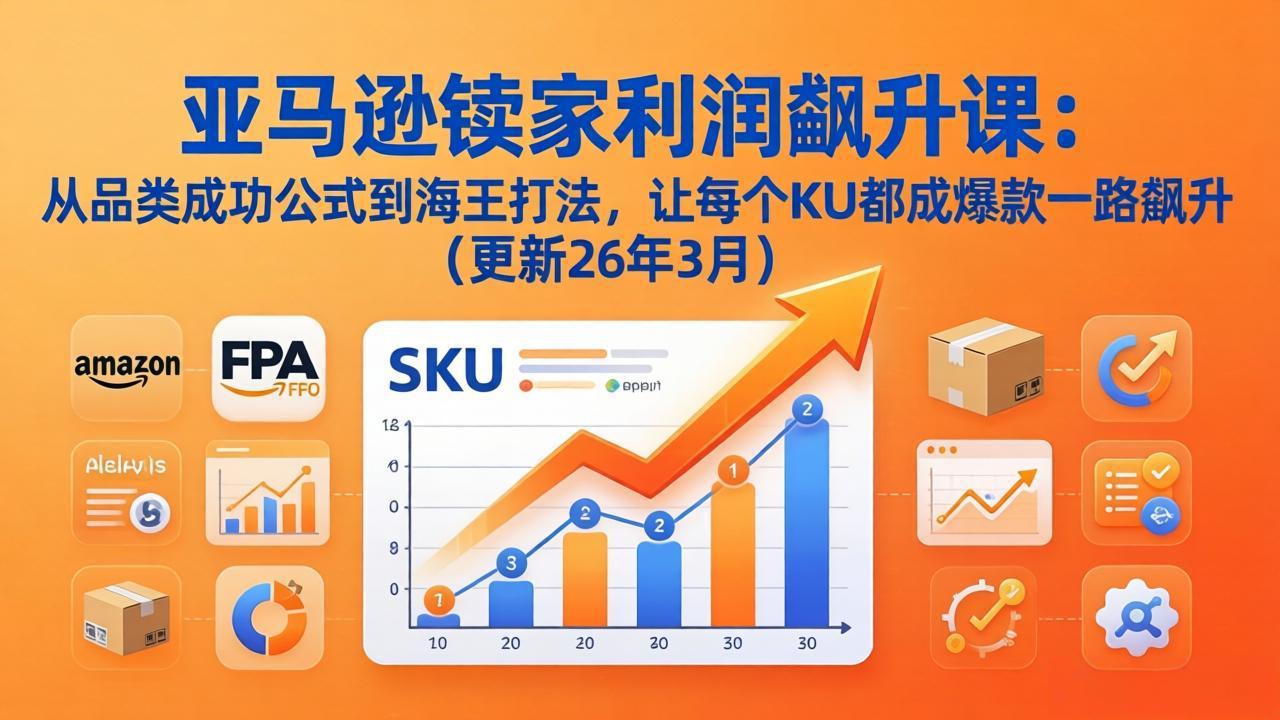 亚马逊卖家利润飙升课：从品类成功公式到海王打法，让每个SKU都成爆款一路飙升(更新26年3月-我爱发帖