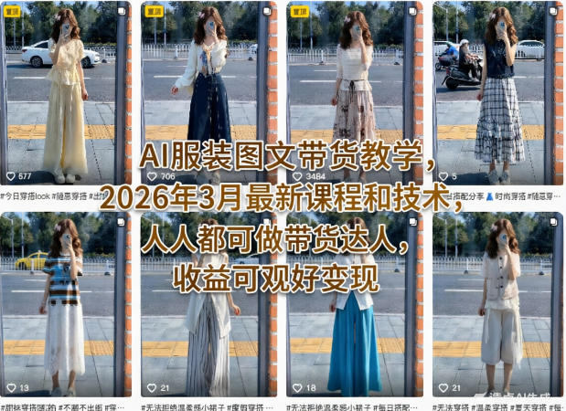 AI服装图文带货教学，2026年3月最新课程和技术，人人都可做带货达人，收益可观好变现-我爱发帖