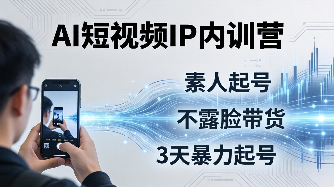 2026AI短视频IP内训营：从素人起号到不露脸带货，3天暴力起号全流程拆解-吾爱自习网