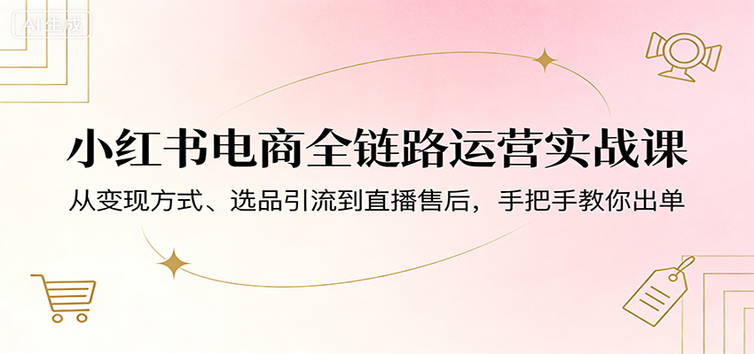小红书电商全链路运营实战课：从变现方式、选品引流到直播售后，手把手教你出单-新时光资源网