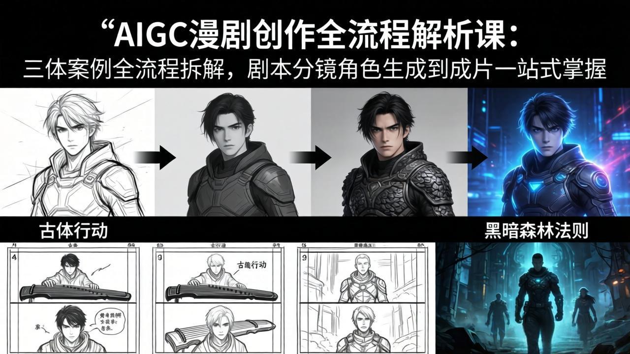AIGC漫剧创作全流程解析课：三体案例全流程拆解，剧本分镜角色生成到成片一站式掌握-我爱发帖