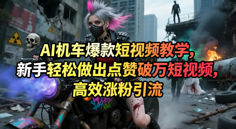 AI机车爆款短视频教学，新手轻松做出点赞破万短视频，高效涨粉引流-奉壹网创