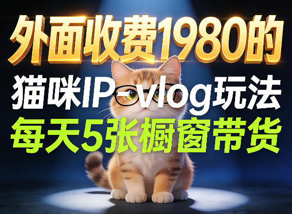 宠物赛道猫咪IP-vlog玩法，26条视频涨粉29W，每天5张橱窗带货拆解-新时光资源网
