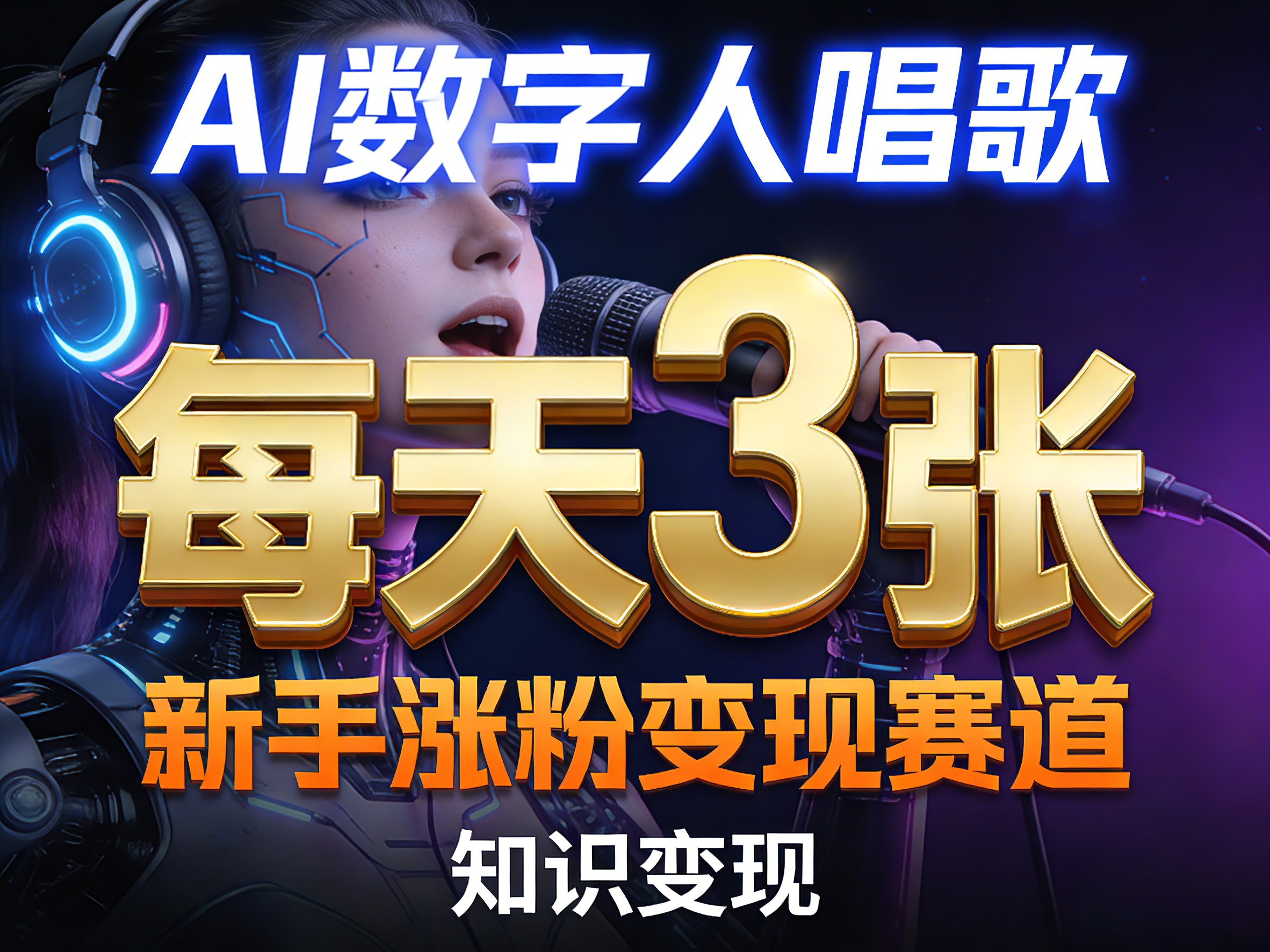 AI数字人唱歌，新手涨粉变现赛道，每天3张和知识付费，副业必备-旺仔资源库