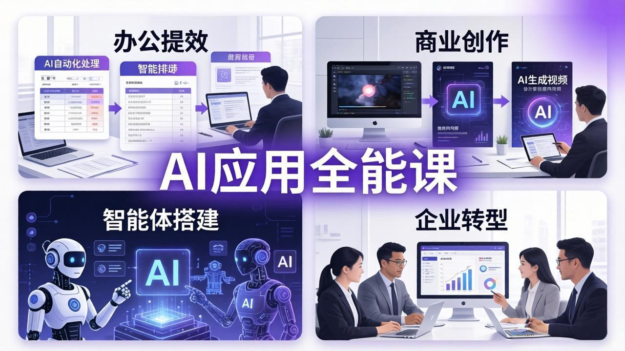 AIGC 应用全能课:办公提效、商业创作、智能体搭建、企业转型,一站式学会AI应用-吾爱自习网
