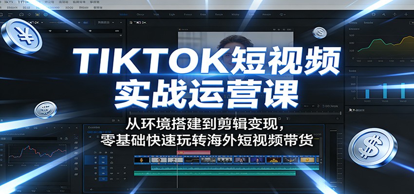 TIKTOK短视频实战运营课：从环境搭建到剪辑变现，零基础快速玩转海外短视频带货-吾爱自习网
