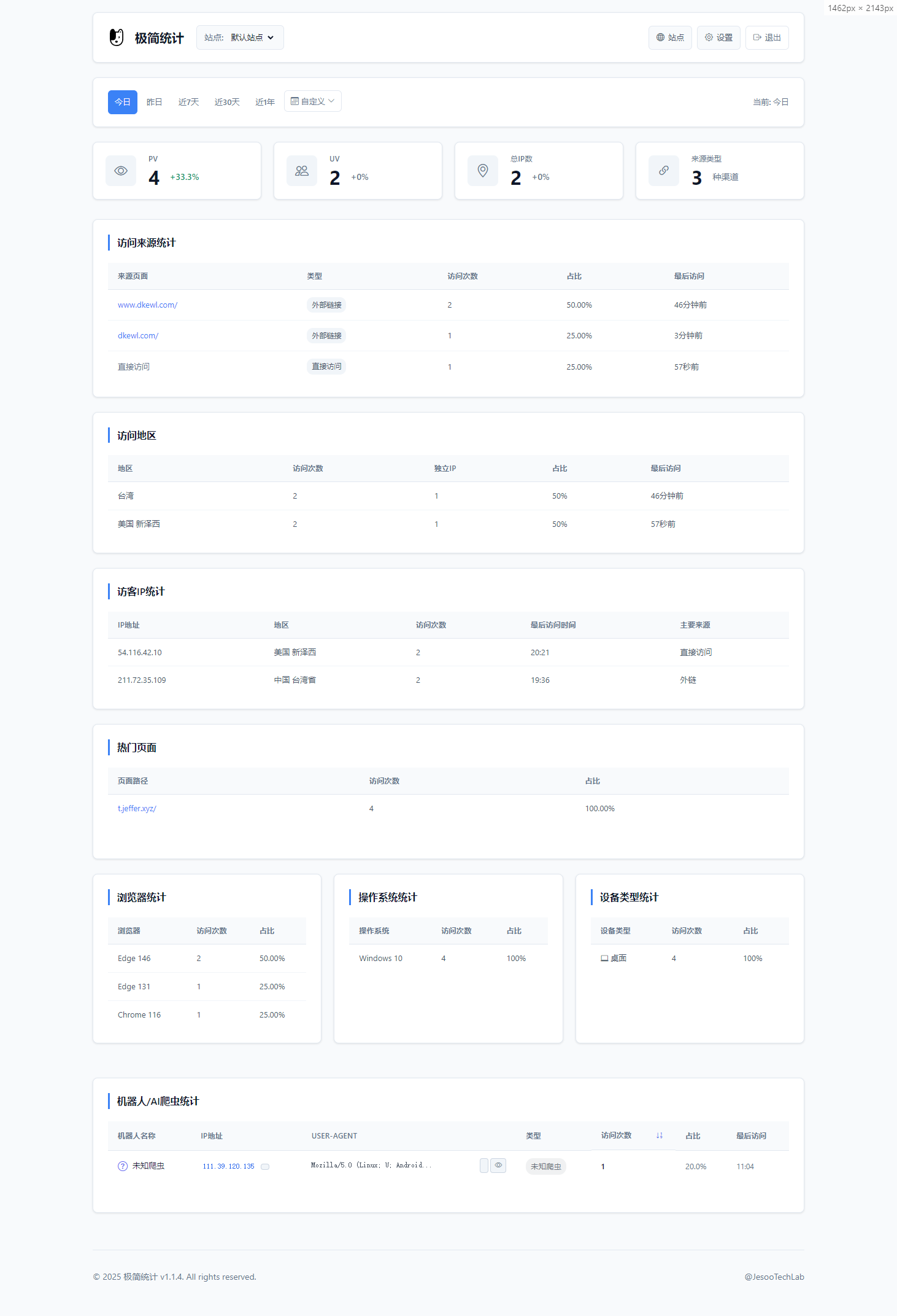 PHP网站统计系统源码 极简统计 支持本地部署-吾爱自习网