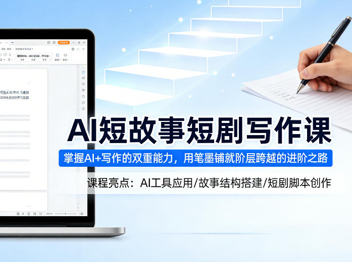 AI短故事短剧写作课，掌握AI+写作的双重能力，用笔墨铺就阶层跨越的进阶之路-创领云聚