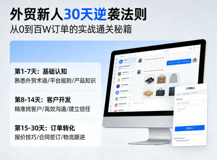 外贸新人30天逆袭法则，教你从0到百W订单的实战通关秘籍-吾爱自习网
