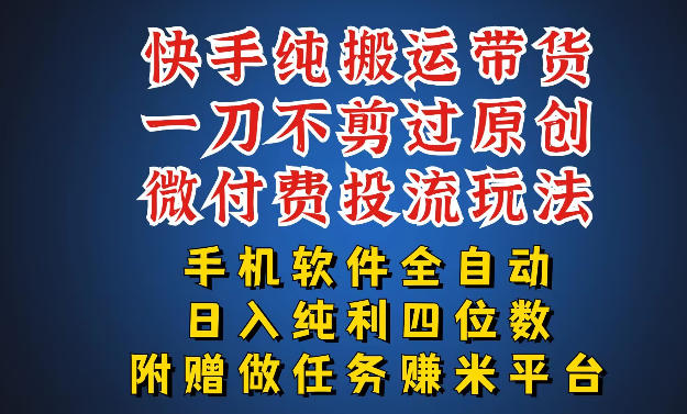 最新黑科技快手搬运带货方法,手机就能操作,轻松带你日入四位数【揭秘】-吾爱自习网
