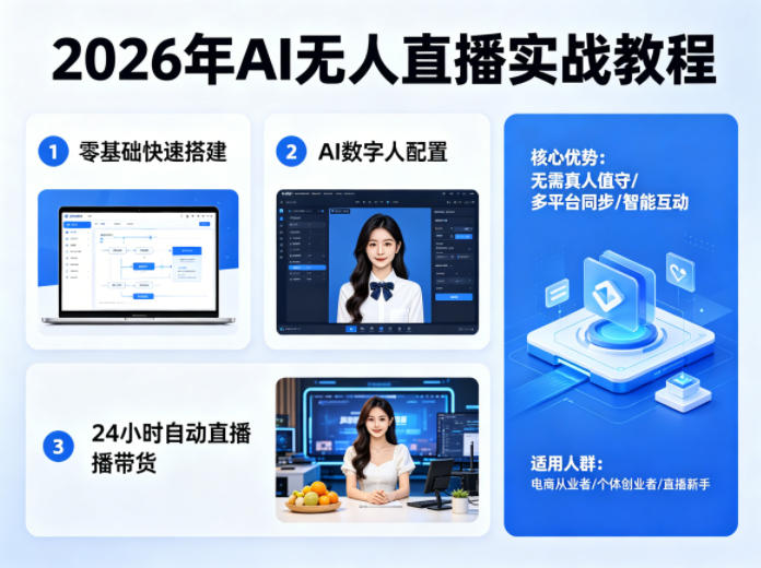 2026年AI无人直播实战教程，零基础也能快速搭建AI数字人无人直播间，实现24小时自动直播带货福星网赚创业资源-网赚项目-副业赚钱-互联网创业-资源整合福星网赚资源
