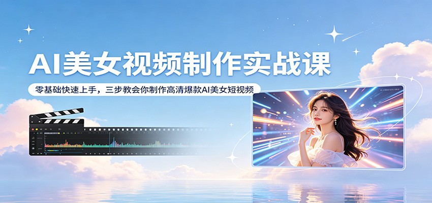 AI美女视频制作实战课：零基础快速上手，三步教会你制作高清爆款AI美女短视频-创领云聚